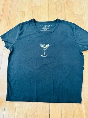 Black Graphic Martini Tee - Unbranded